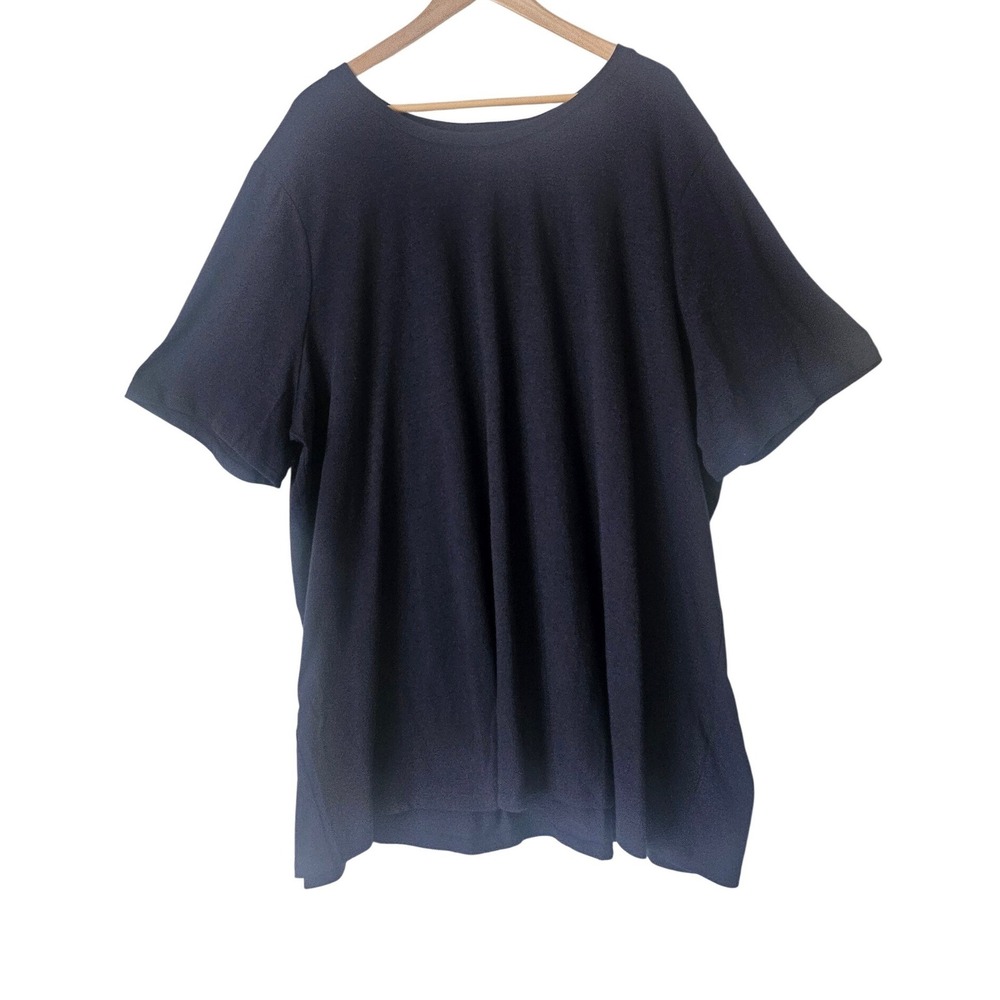 Lane Bryant Perfect Sleeve Tee Short Sleeve Cree Neck‎ Navy Blue Plus Size 30/32